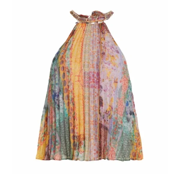 NWT Alice + Olivia Alycia Pleated Chiffon Top - Picture 2 of 2